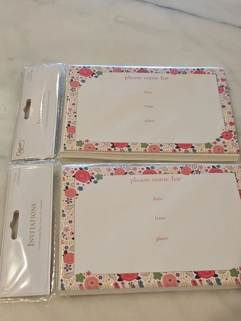 Caspari Invitations ROSIE 2 Pks Of 8 New